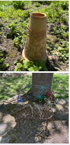 Concrete lawn ball hoder metal wire seat