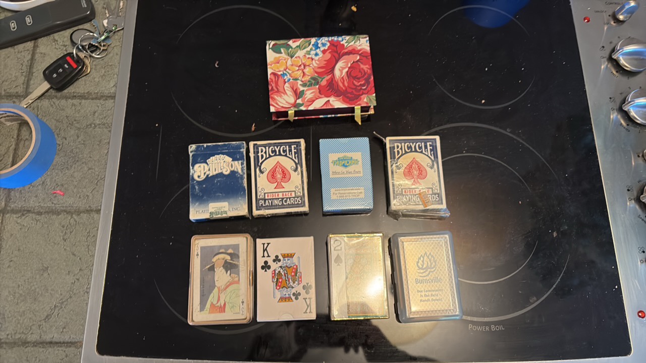 9 decks of playing cards