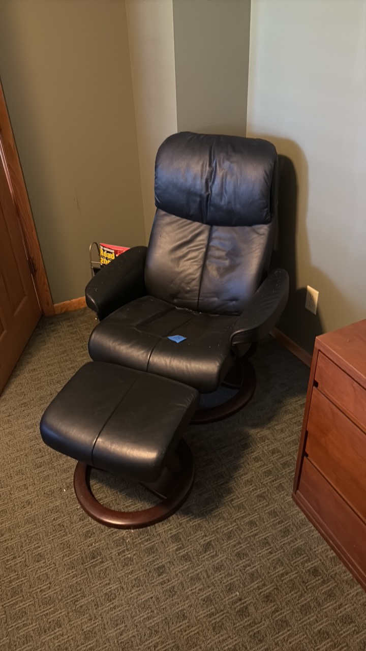 Scandanavian-inspired lounge chair with ottoman