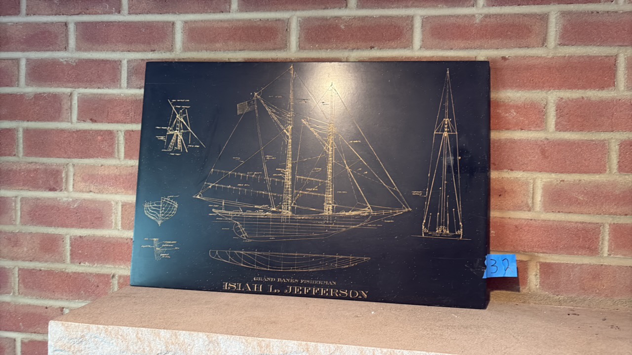 Very Heavy Slate , Vintage Isiah L. Jefferson Blueprint slate etching