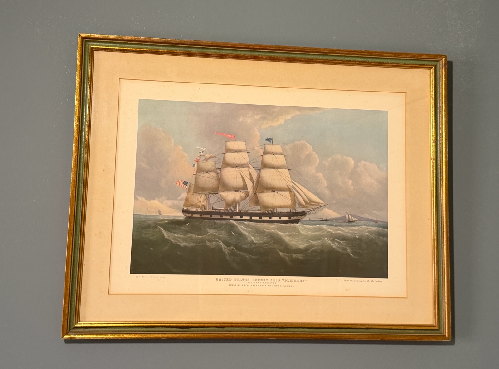 Vintage Framed print U.S. Packet Ship Pleiades