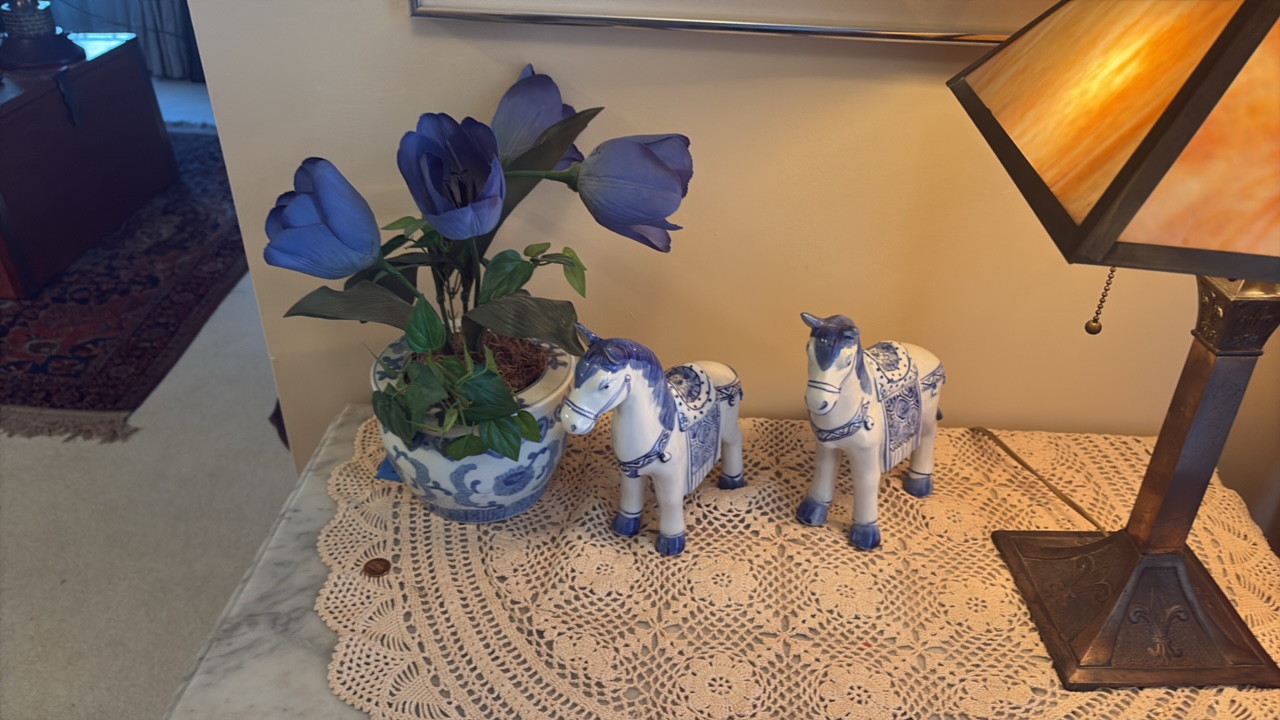(2) Bombay company porcelain horse planter