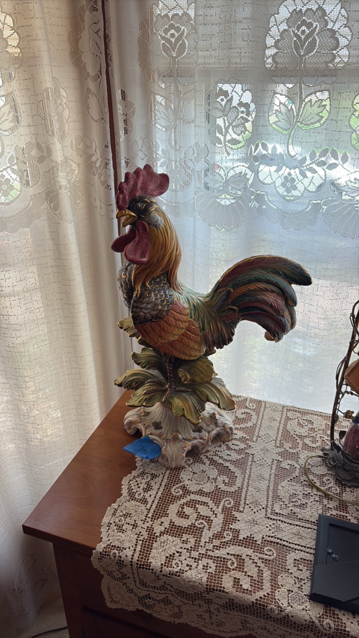 Vintage porcelain rooster figurine marked Japan