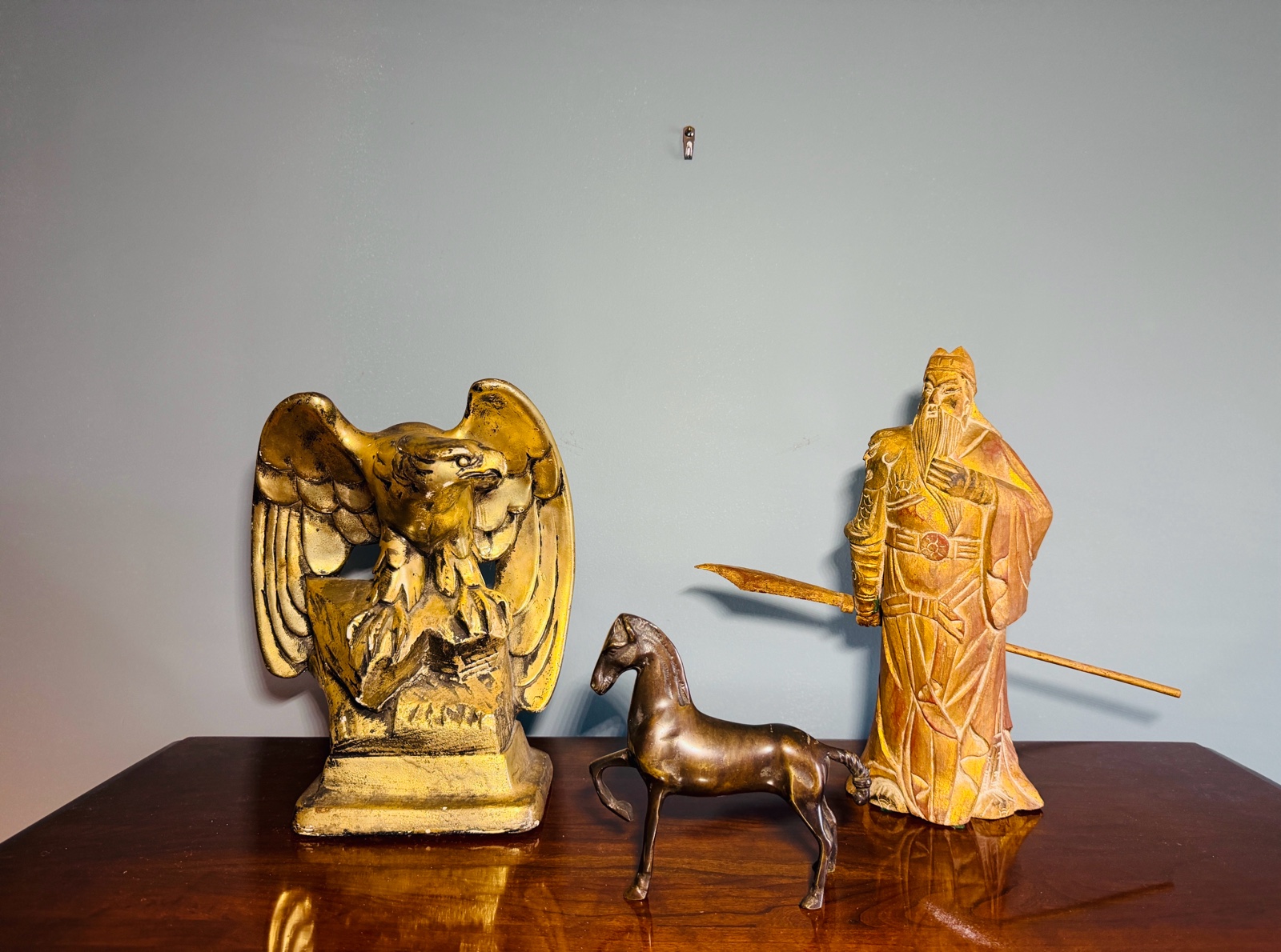 (3) Figurines Asian Warrior Eagle, Horse