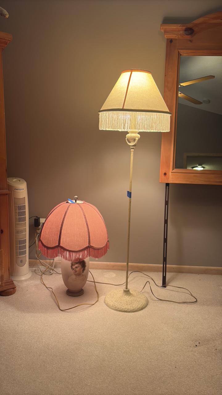Vintage boudoir table lamp and floor lamp