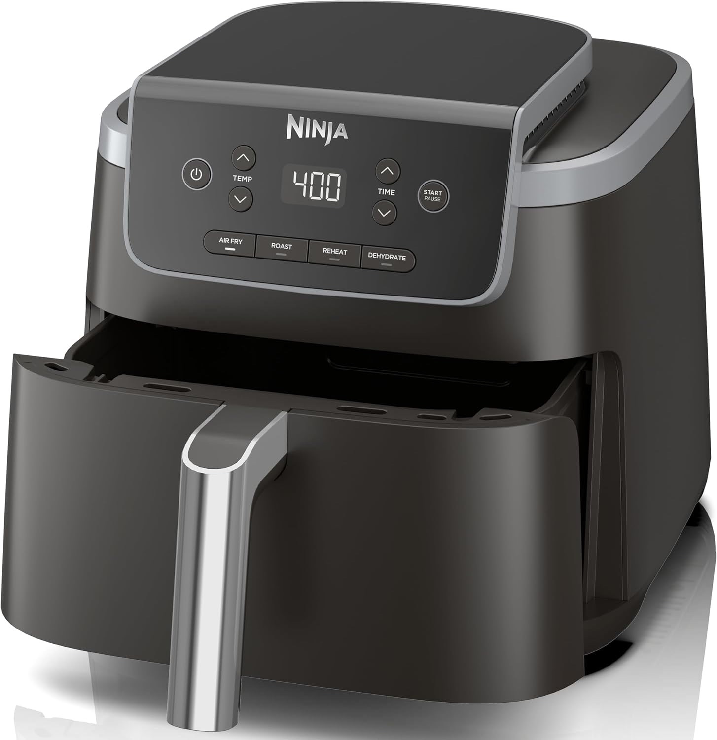Ninja Air Fryer with Air Crisp  5 QT Capacity fits up to 4lbs of Fries  4-in-1 Pro Air Fry, Roast, Reheat, Dehydrate  400°F Max Temp  1750 Watts  WNonstick Basket & Crisper Plate  Retail $130
