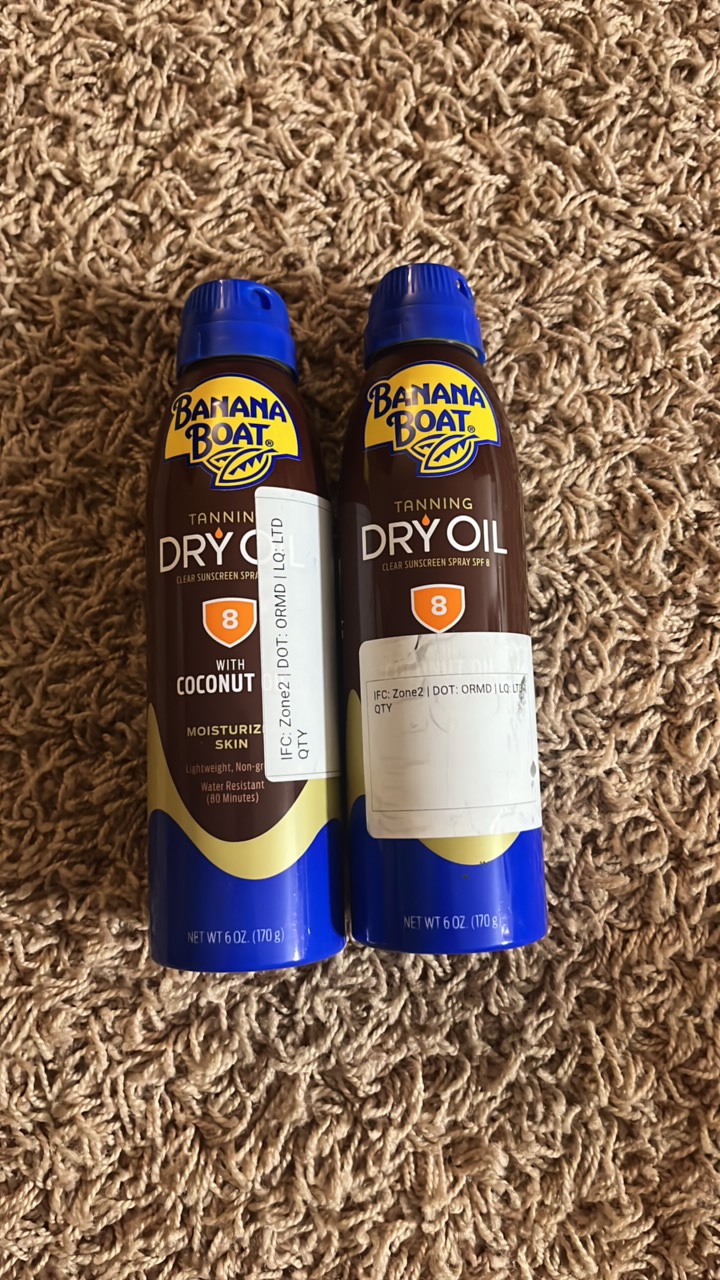 Banana Boat 2 pack spf 8 Dry Oil Tanning 2-6oz cans