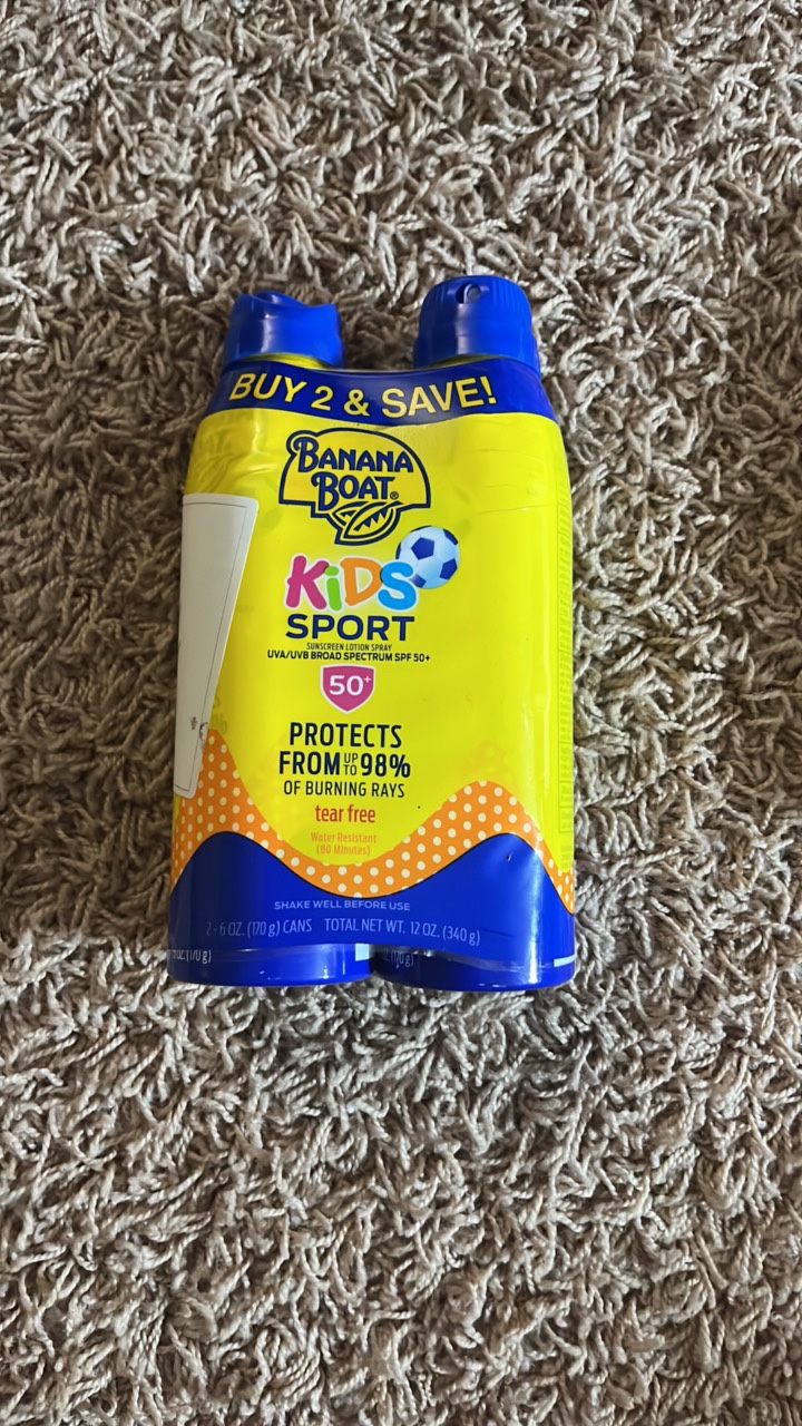 Banana Boat 2 pack spf 50 Kids Sport Sunscreen 2-6oz cans