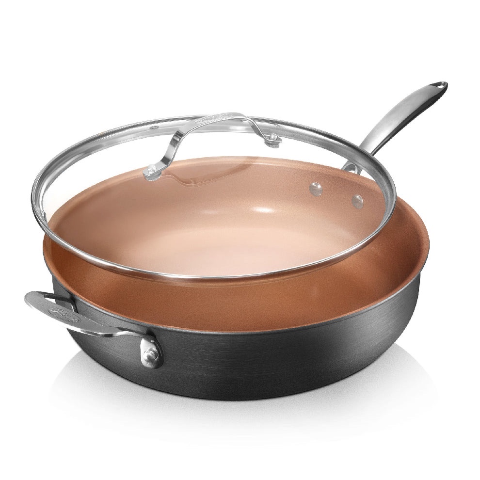 Gotham Steel Signature Ceramic Saut Pan with Lid 5.5QT  Retail $49.99