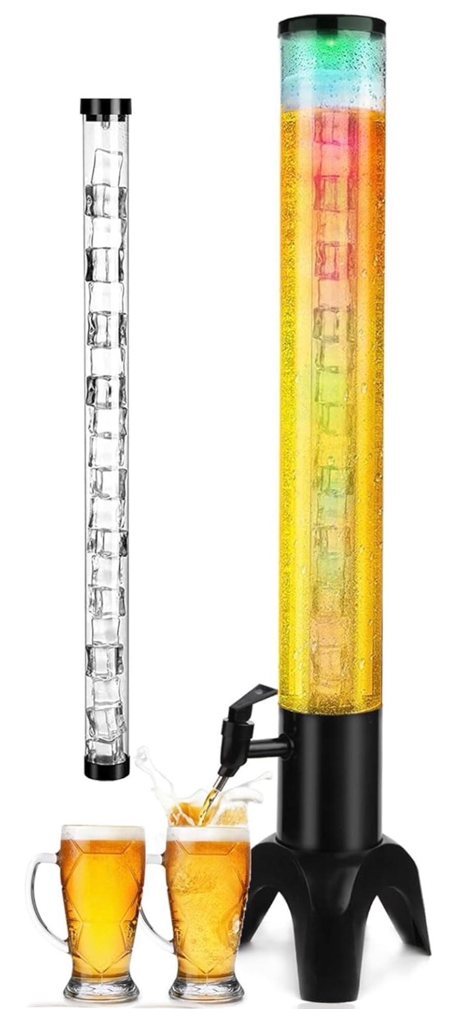 Beer Giraffe Dispenser, 100oz3.2 qt Mimosa Tower Dispensers with Ice Tube and LED Light, 3L Tabletop Drink Tower Dispenser for Beer, Margarita, Liquor, Beverage  Retail $59