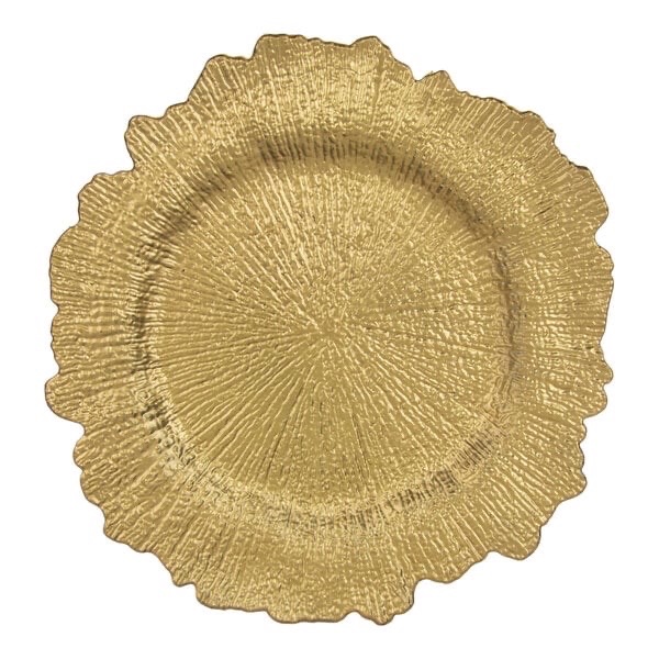 13 Round Sponge Gold Acrylic Plastic Charger Plate - 50Case Retail $250