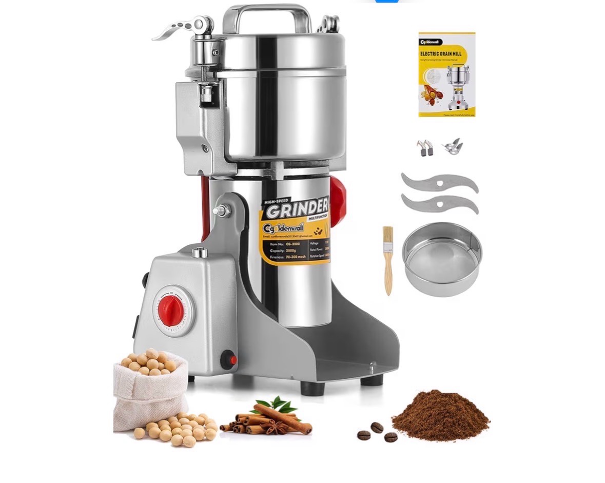 700g Electric Grain Grinder Mill Safety Upgraded 2400W High-speed Spice Herb Grinder Commercial Superfine Grinding Machine Dry Cereals Pulverizer CE 110V (700g Swing Type)