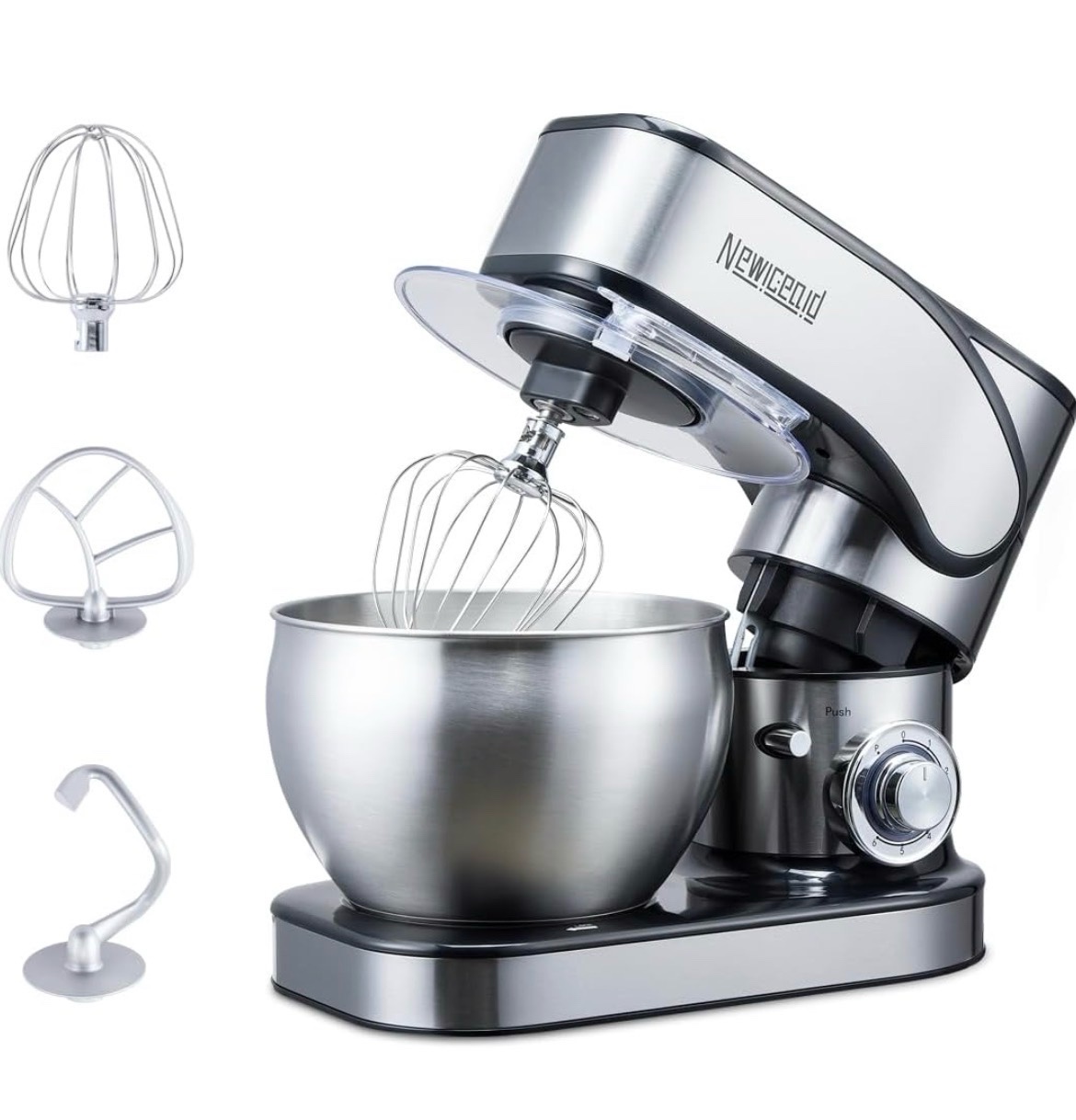 Stainless Steel Stand Mixer, 6-Speed Tilt-Head Mixer with 700W Powerful Motor, 7.4QT Large Capacity Bowl, Electric Kitchen Mixer with Dough Hook, Beater, Whisk for Baking & Dough Making Retail $169