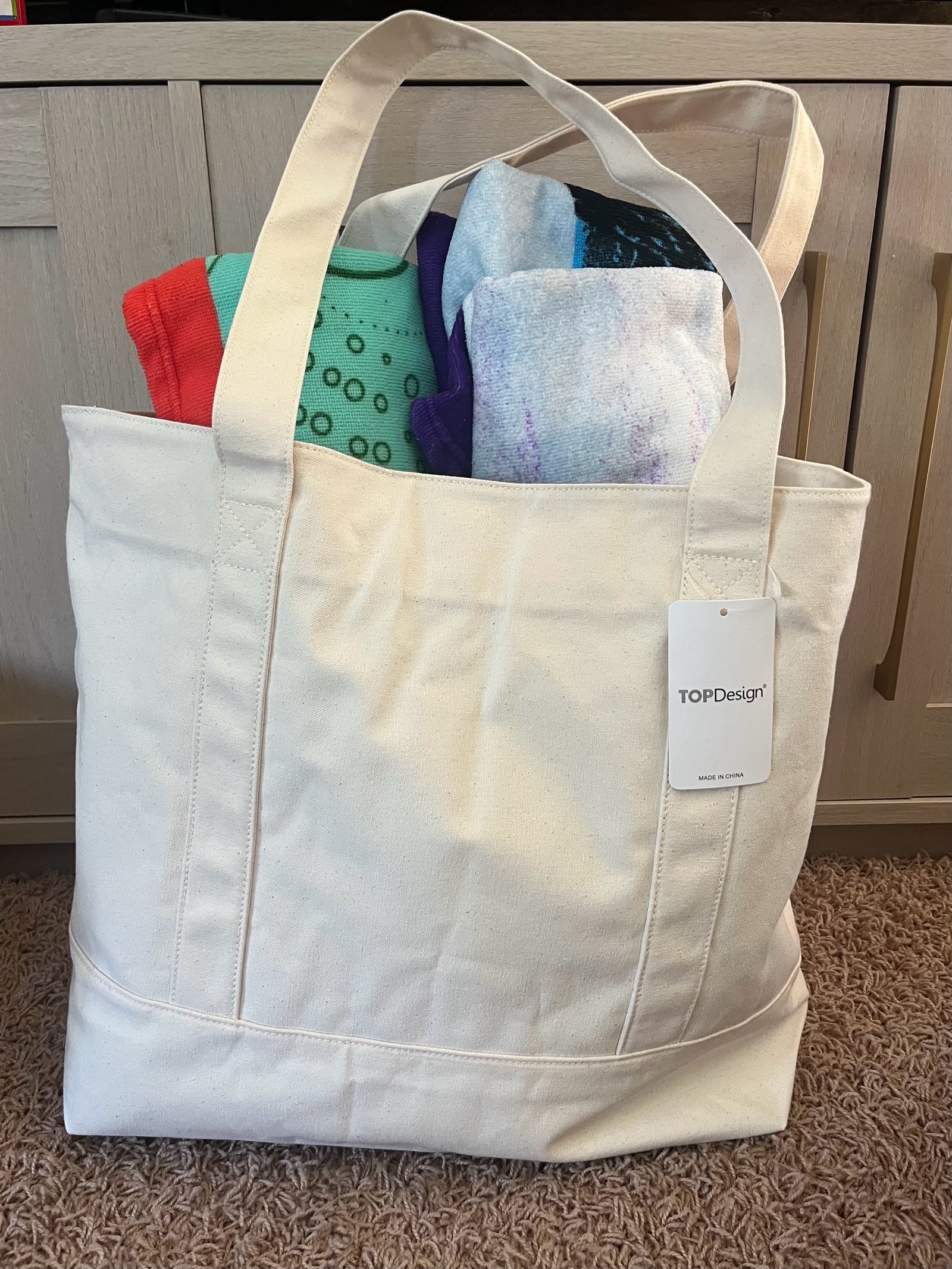 Canvas tote bag with handles and zipper closure  Retail $15
