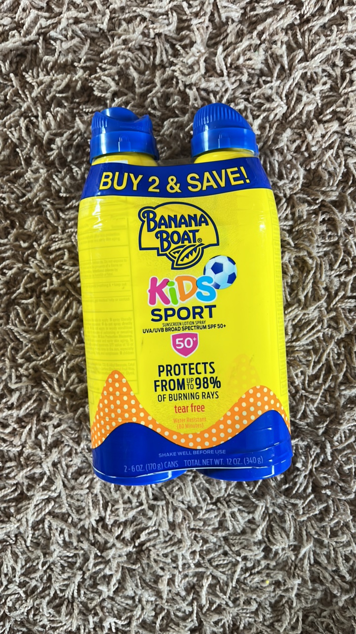 Banana Boat 2 pack spf 50 Kids Sport Sunscreen 2-6oz cans
