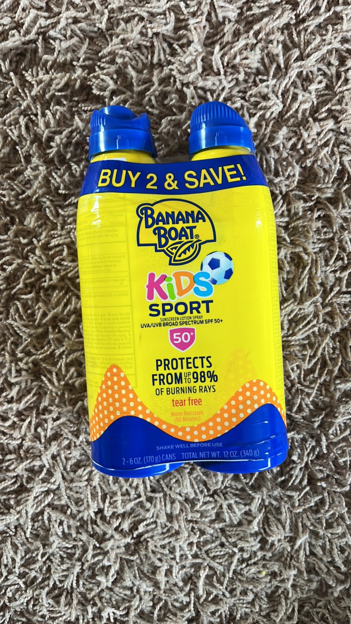 Banana Boat 2 pack spf 50 Kids Sport Sunscreen 2-6oz cans