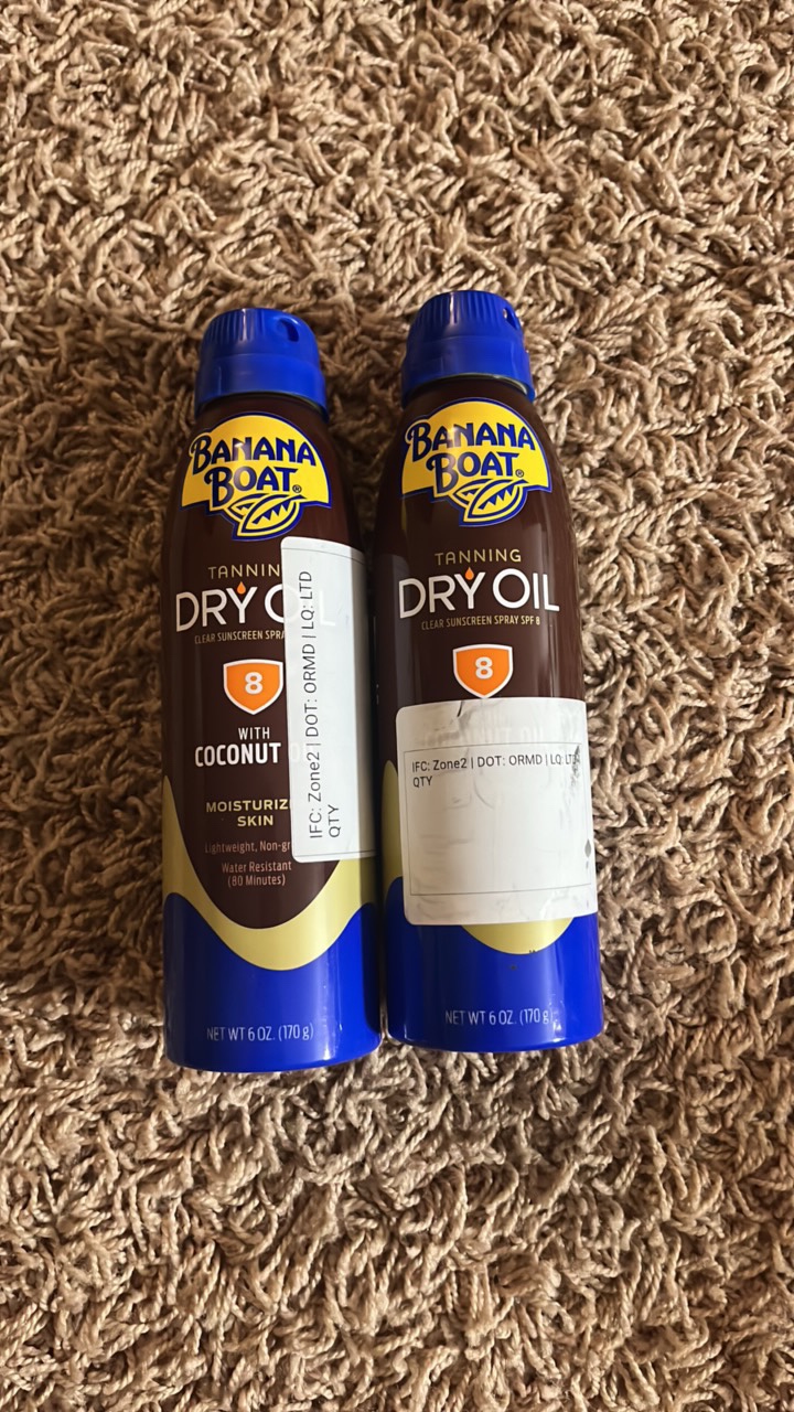 Banana Boat 2 pack spf 8 Dry Oil Tanning 2-6oz cans