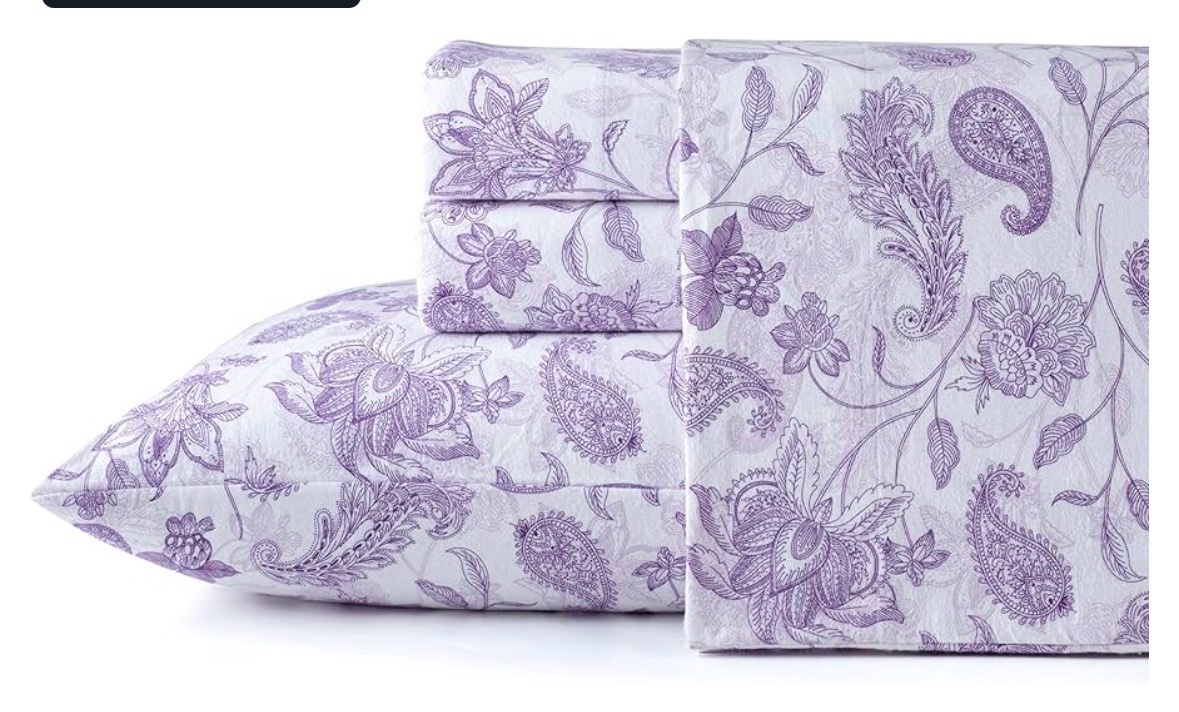 King - Pointehaven 180 GSM Brushed Cotton Flannel Sheet Sets (Paisley Court, King Sized Bed)