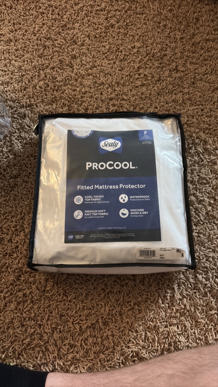 Sealy Brand ProCool Fitted Mattress Protector For Full Sized BedMachine Wash and Dry White Color