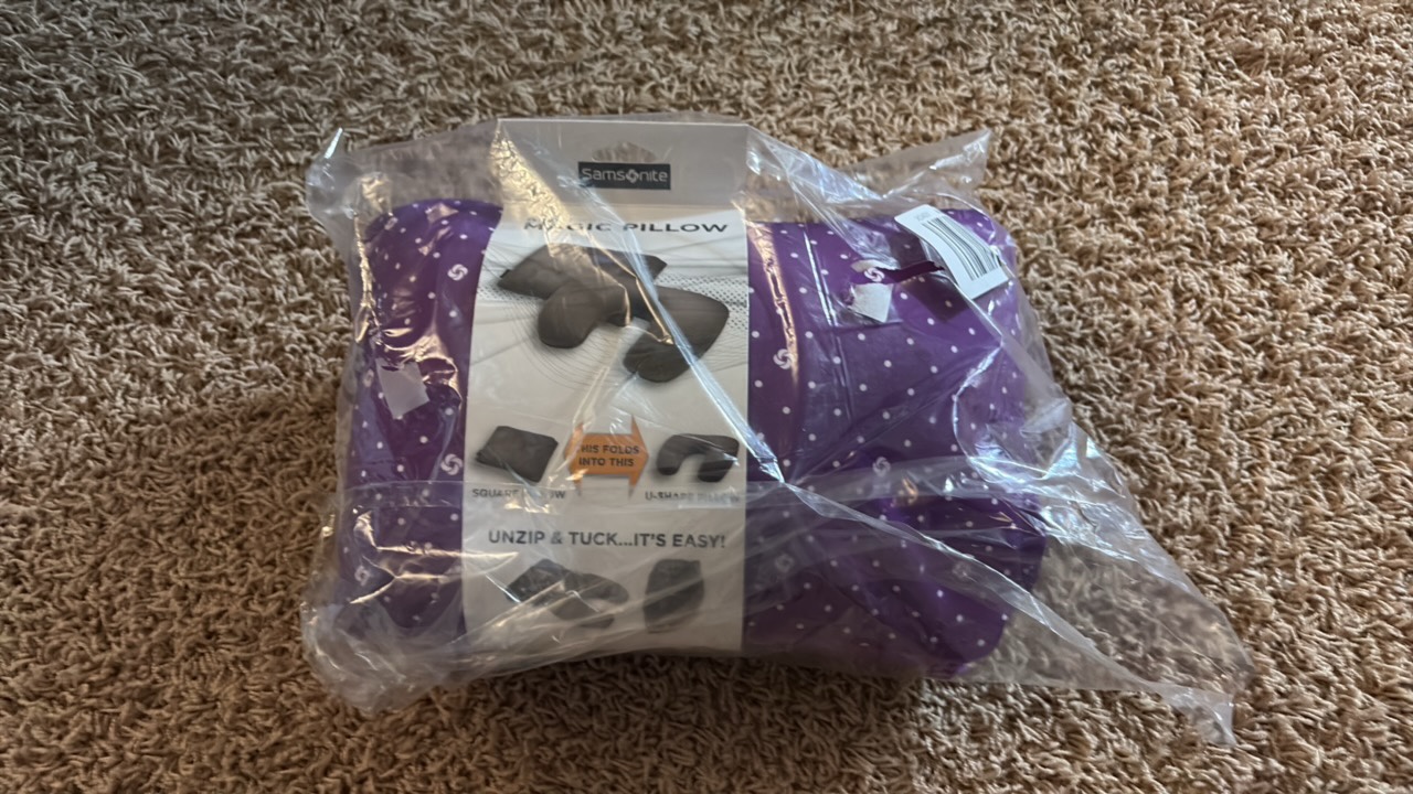 Samsonite Brand 2 in 1 Magic Pillow Neck Pillow for Traveling, Can be a Square Pillow or U-Shaped Pillow, Filled With Soft Microbeads