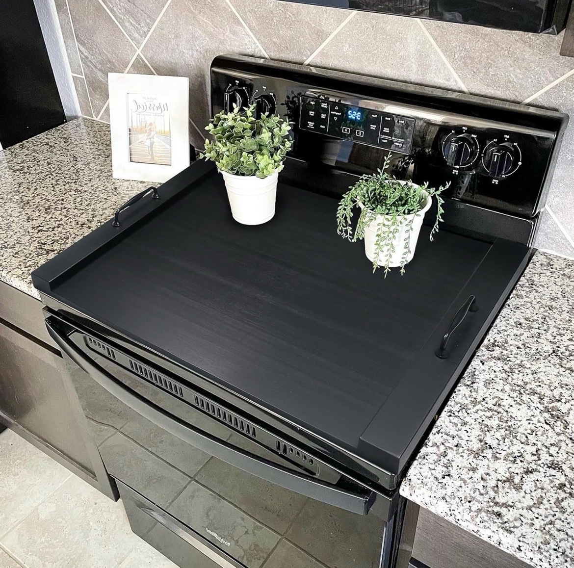 GASHELL Noodle Board Stove Cover with Handles, Multiple Stove Top Cover Board for ElectricGas Stove Top(Black), GSC-2212