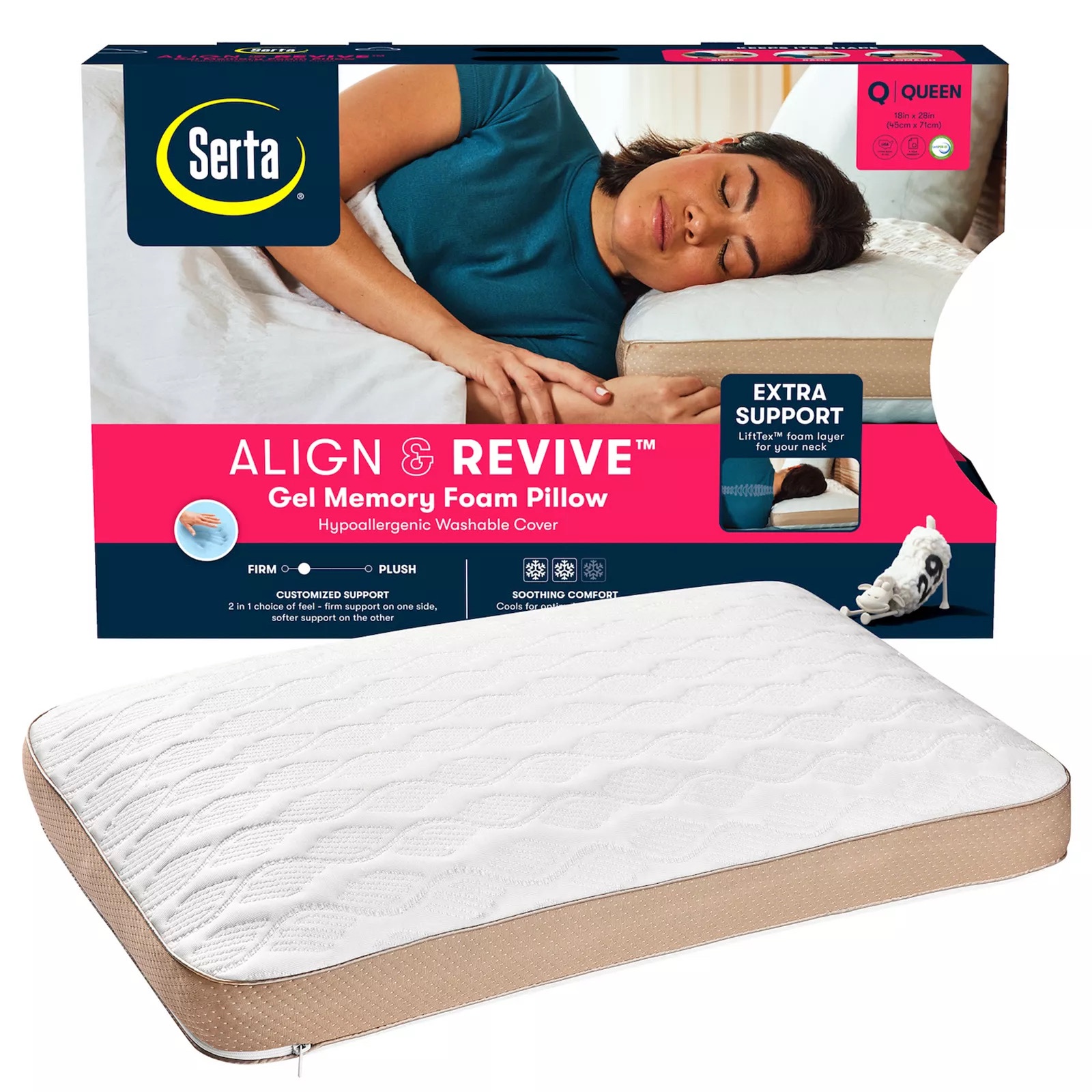 Serta� Align & Revive Gel Memory Foam Pillow - Retail $100
