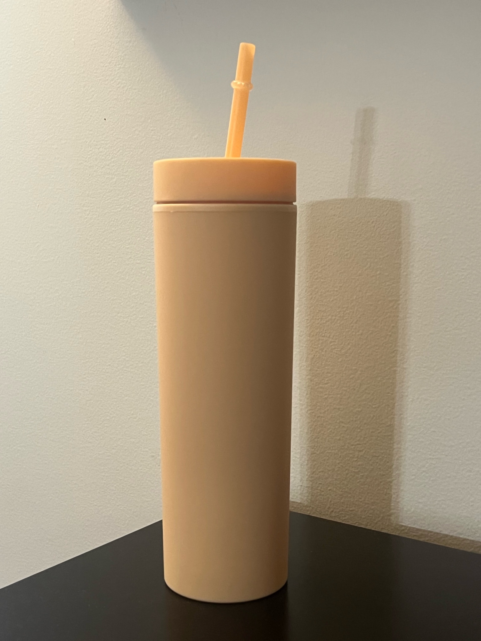 Strata 16 oz tumbler with cover and plastic straw  color apricot