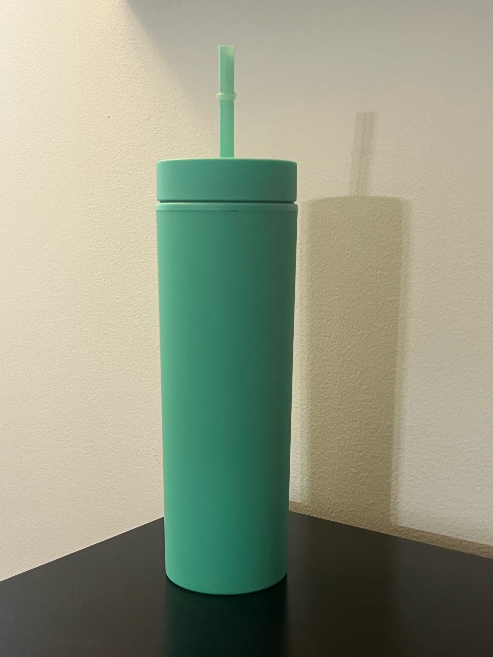 Strata 16 oz tumbler with cover and plastic straw  color sea foam