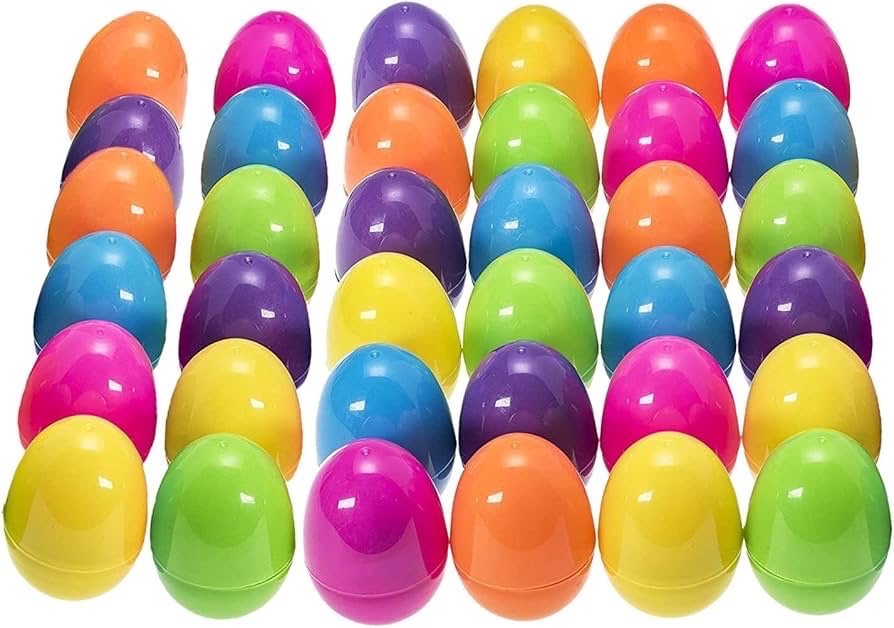 Jumbo plastic Easter Eggs - 36 count - 6 Color - 6 egg height
