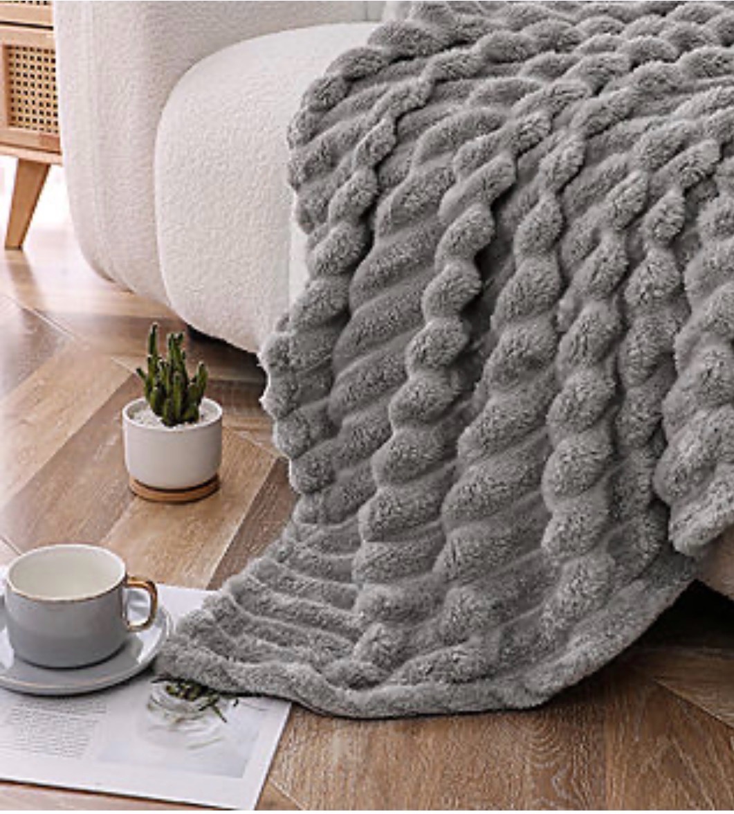 Plush Decorative Throw Silver Color 50x60 - Retail $30
