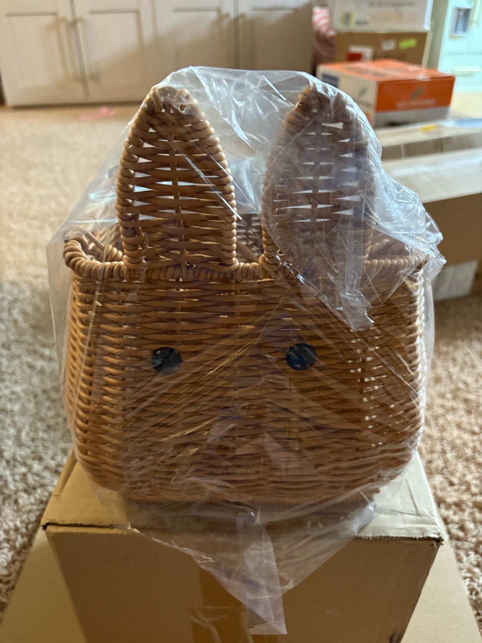Easter Bunny Basket, Wicker Basket for Easter Egg Hunts, Still in Original Bag