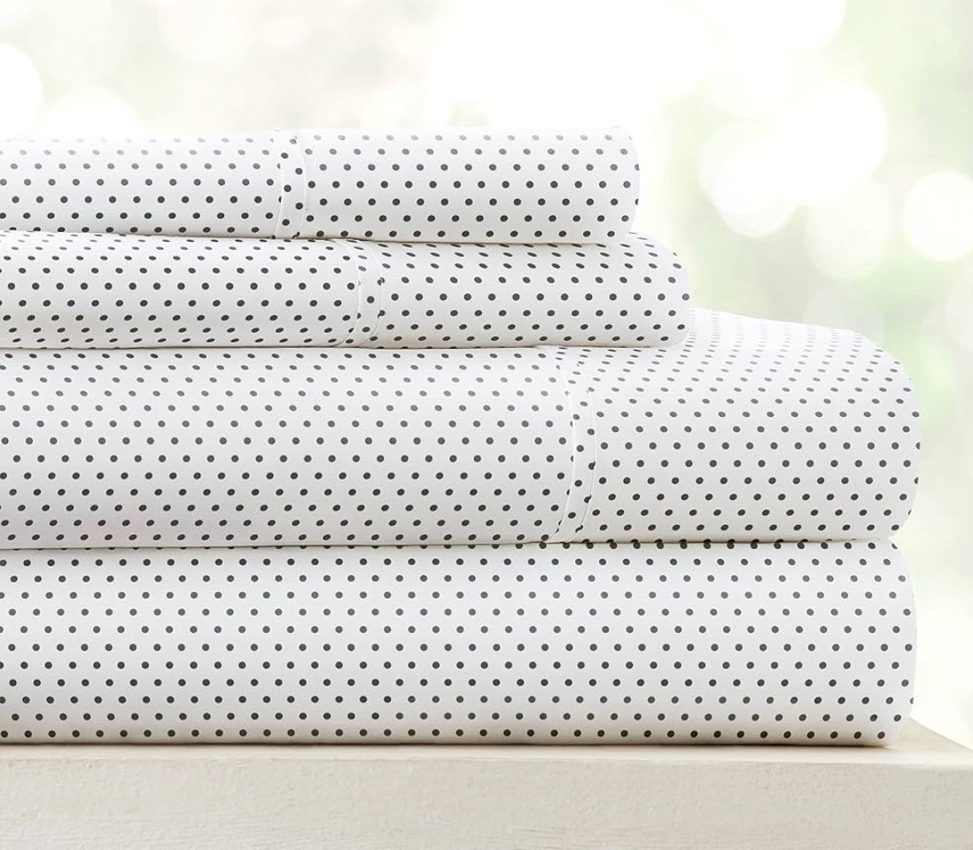 Queen - Double-Brushed Patterned Microfiber Queen Sheet Set 4 Piece  Oeko-TEX Certified Ultra Soft & Wrinkle-Free - 16 Deep Pocket Sheets - Easy Care Queen Size - Stippled Gray