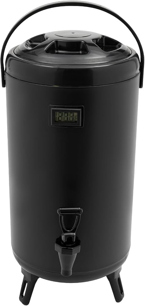 Hot or Cold Beverage Dispenser 3 Gallon, Stainless Steel Insulated Beverage Dispenser Cold and Hot Drink dispenser with Thermometer, Water Dispenser with Spigot for Tea & Coffee, Water (12L, Black)