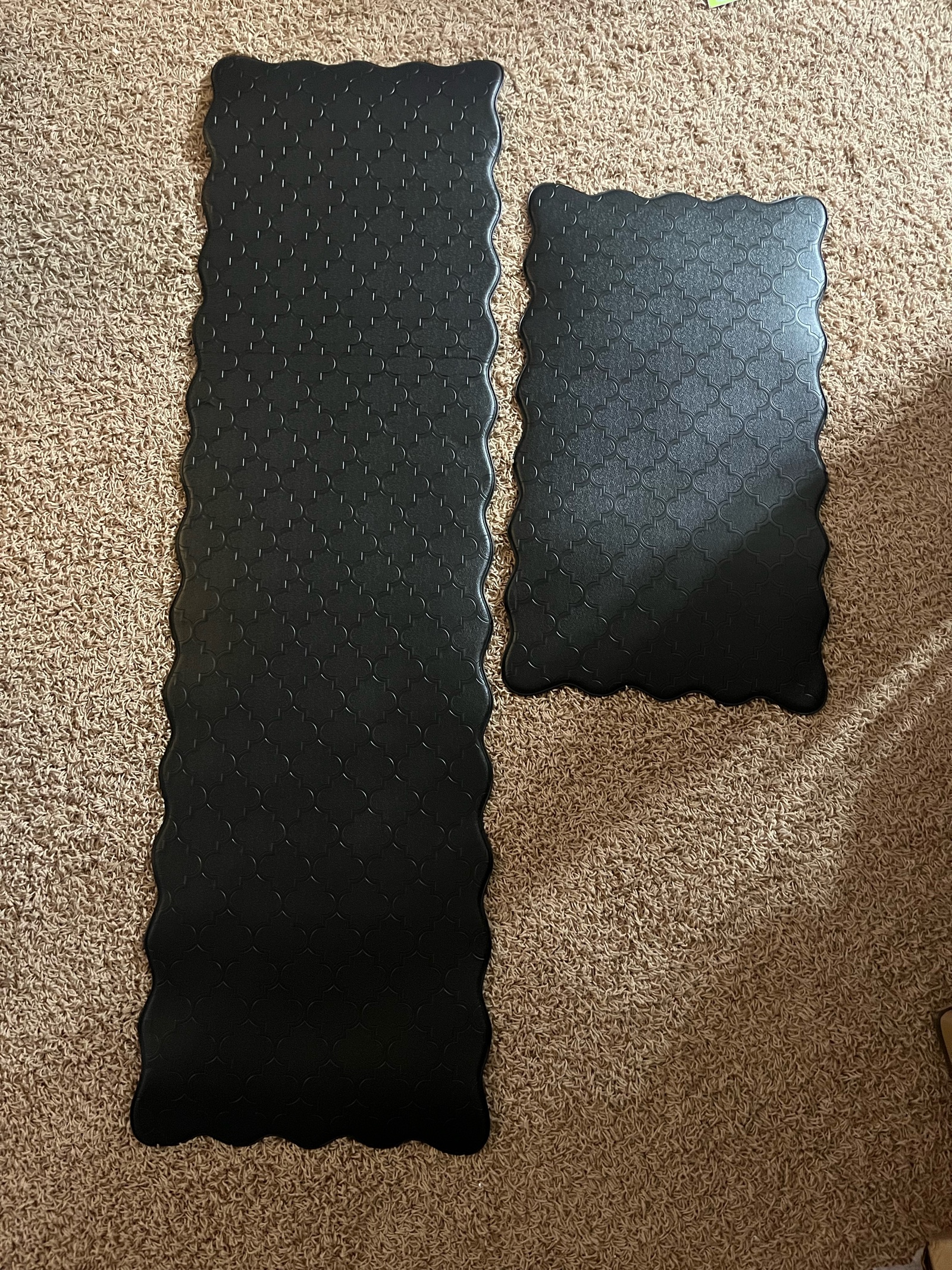 2 piece Anti Fatigue Mats  Black color  patterned  16Wx58L and 16Wx28L