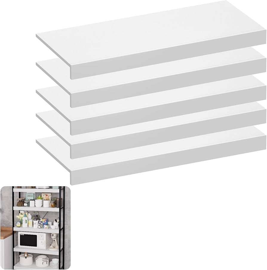 Wire Shelf Cover 30 X 12 Inch Wire Rack Cover Wood Shelf Covers for Pantry Shelving Closet Shelves Organization(White,5 Pack) Retail $115