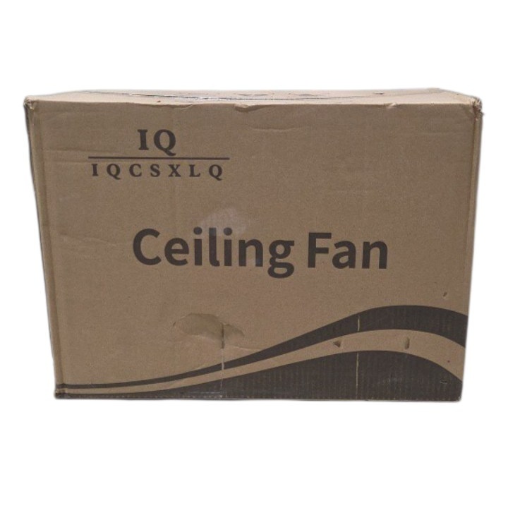 Retail value new $90$160 IQCSXLQ Ceiling Fan with Light and Remote  Wood Grain Blades  sealed box