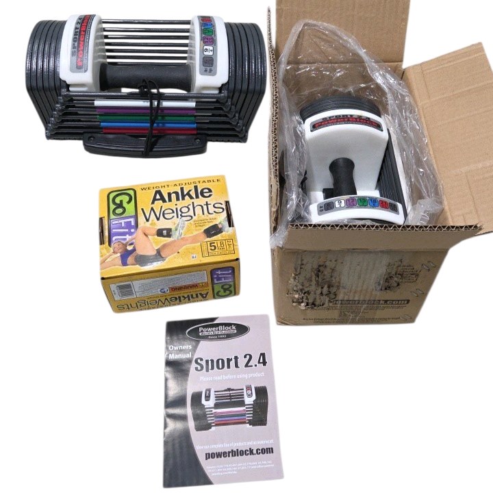 Retail value about $180$230 total Lot of 2 PowerBlock Sport 2.4 Adjustable Dumbbell With GoFit Ankle Weights