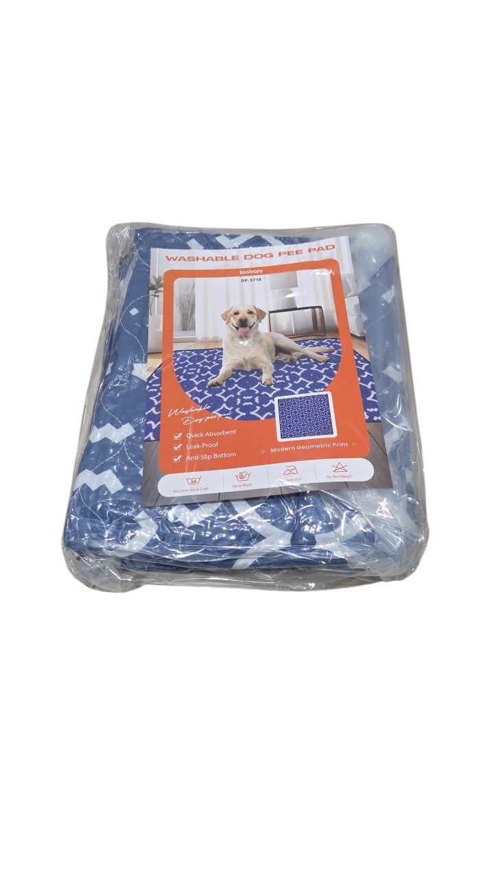 Washable Dog Pee Pad Blue Geometric Print