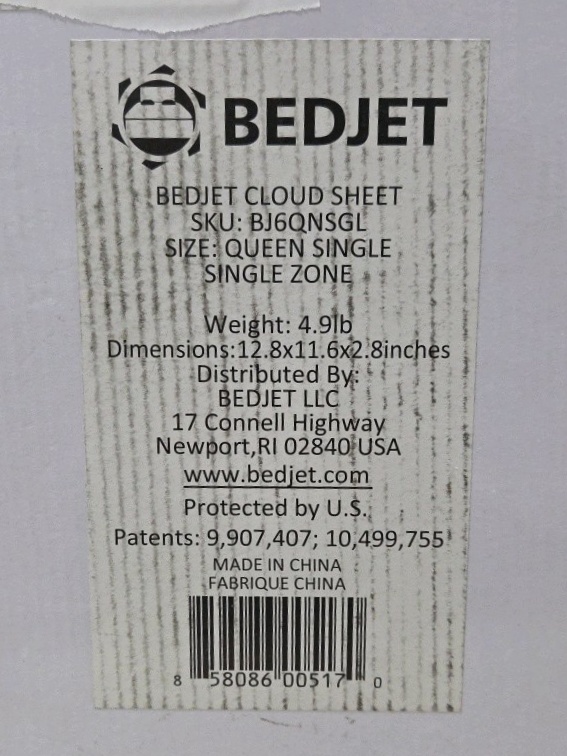 Retail value about $100$130 new. BedJet Cloud Sheet Queen Single Zone BJ6QNSGL