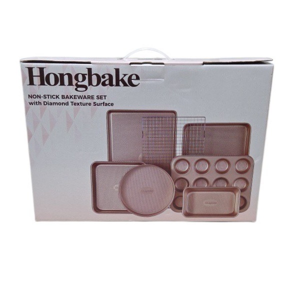 Retail value new about $45$70 Hongbake 7-Piece Nonstick Bakeware Set  Diamond Texture Surface  Looks New