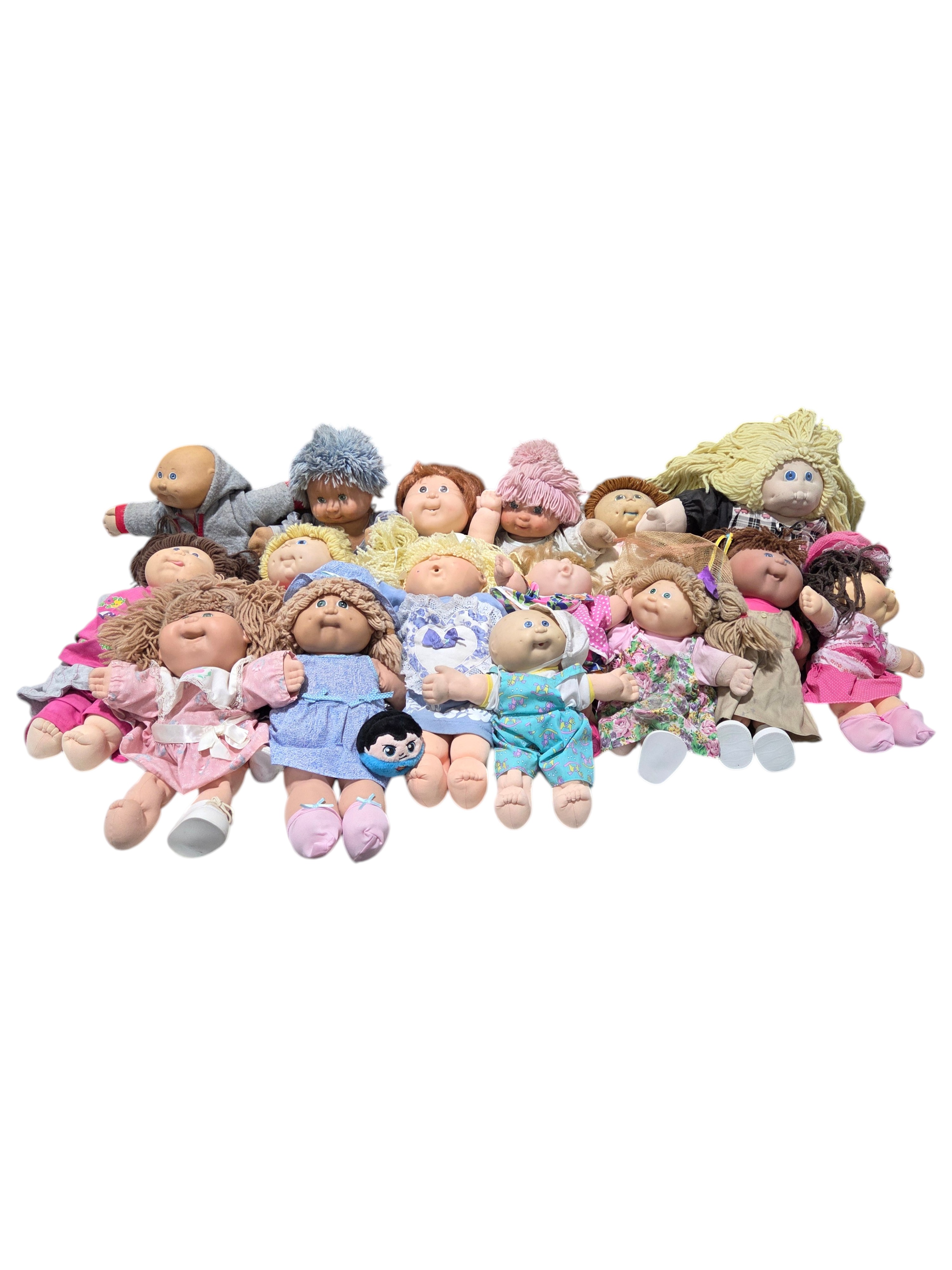 Large Lot Vintage Cabbage Patch Kids Style Dolls, Mattel Hasbro Xavier Roberts, Assorted Cloth Dolls