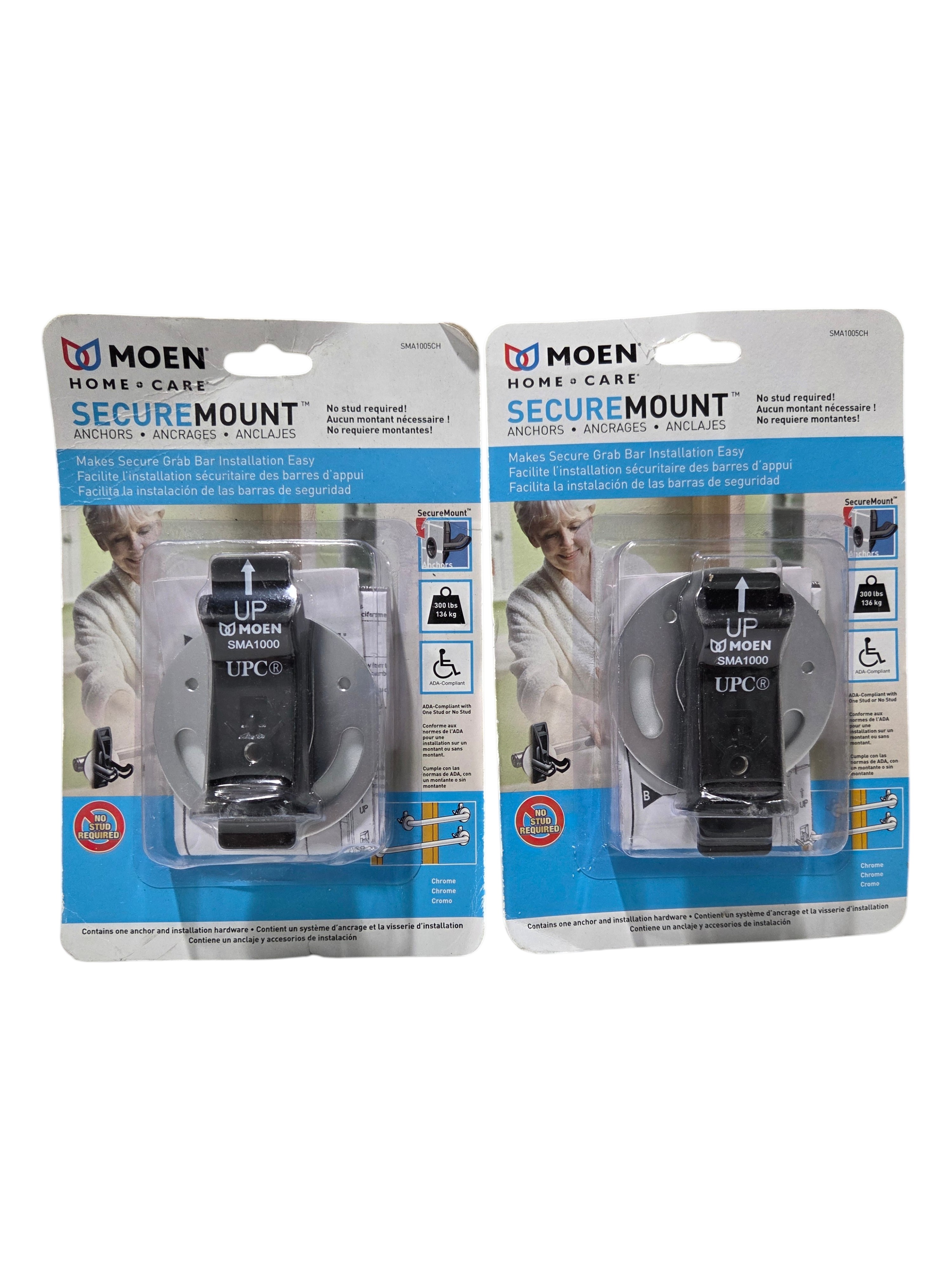 2 Moen Home Care SecureMount Grab Bar Anchors SMA1000CH New Sealed