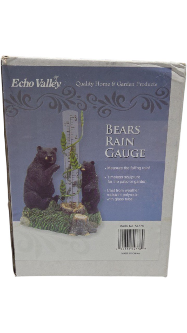 New Echo Valley Bears Rain Gauge - Stock #54778 Garden Patio Decor