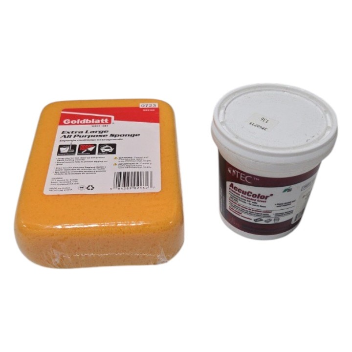 TEC AccuColor Bright White Unsanded Grout 1 lb With Goldblatt Extra Large Sponge