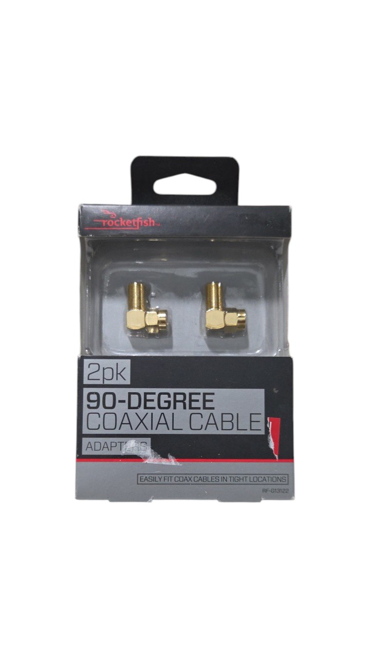 Rocketfish 2pk 90-Degree Coaxial Cable Adapters RF-G13122 Gold-Plated Brass