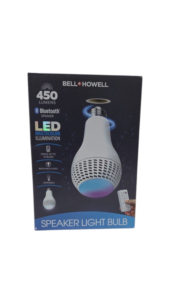 Bell  Howell 450 Lumens LED Multicolor Bluetooth Speaker Light Bulb E26 Base