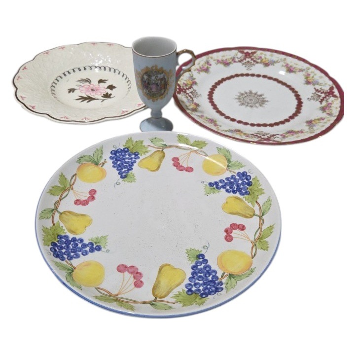 Assorted Vintage Decorative Porcelain Plates & Pedestal Cup Lot