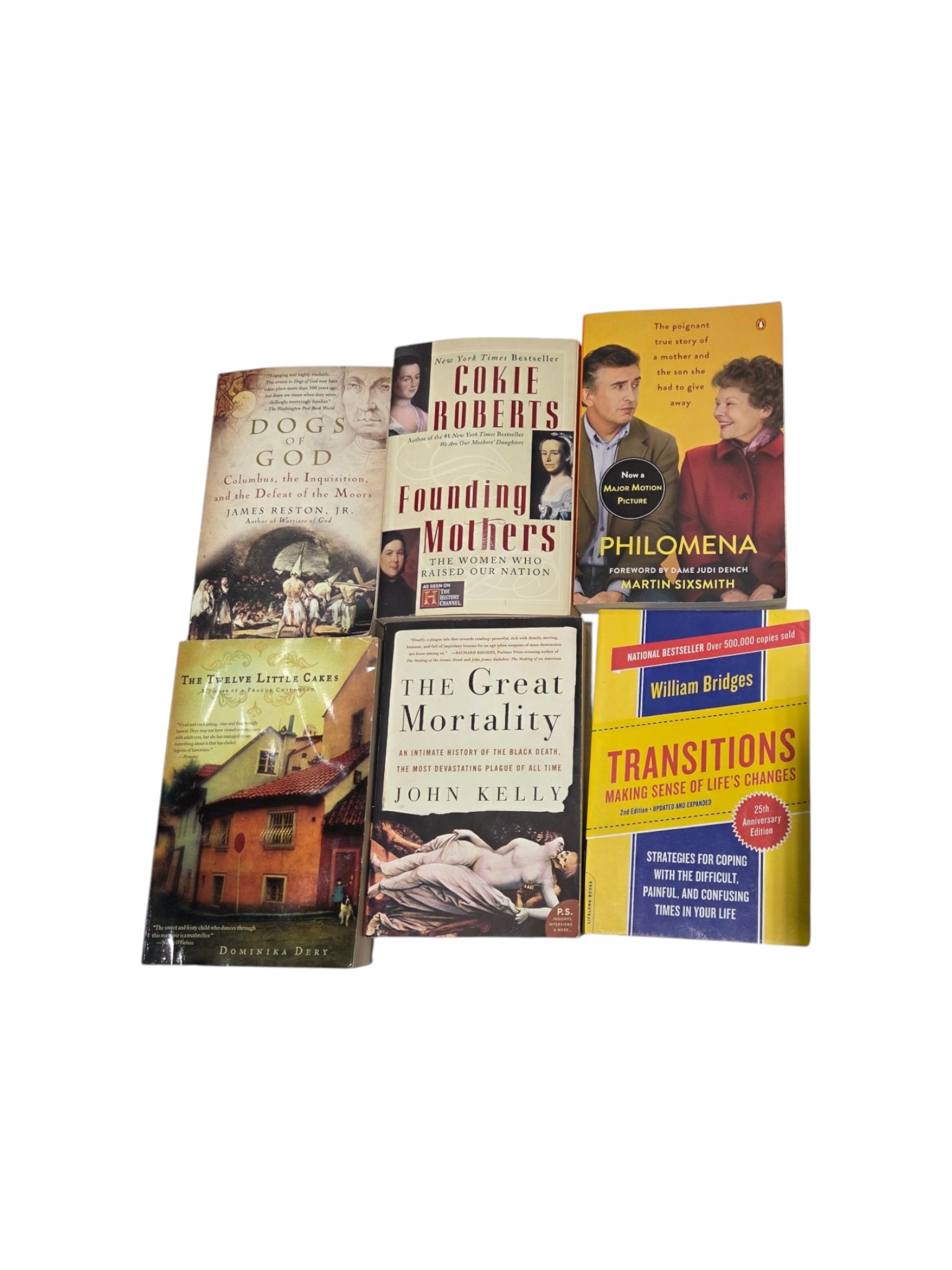 6 Paperback Book Lot - History, Memoir & Self Help - Philomena, Founding Mothers, Black Death
