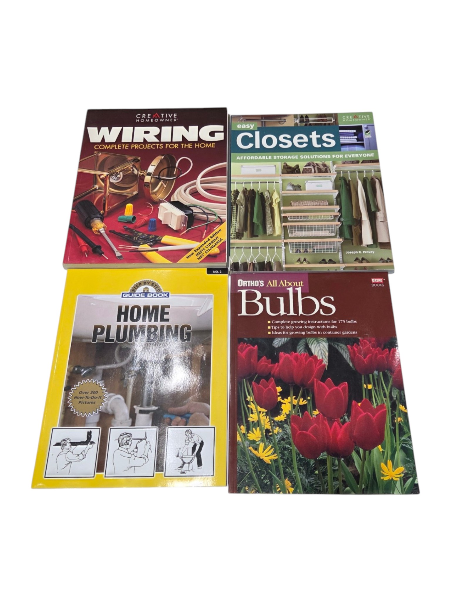 5 Home Improvement & Gardening Books  Wiring, Plumbing, Closets, Bulbs, DIY Storage