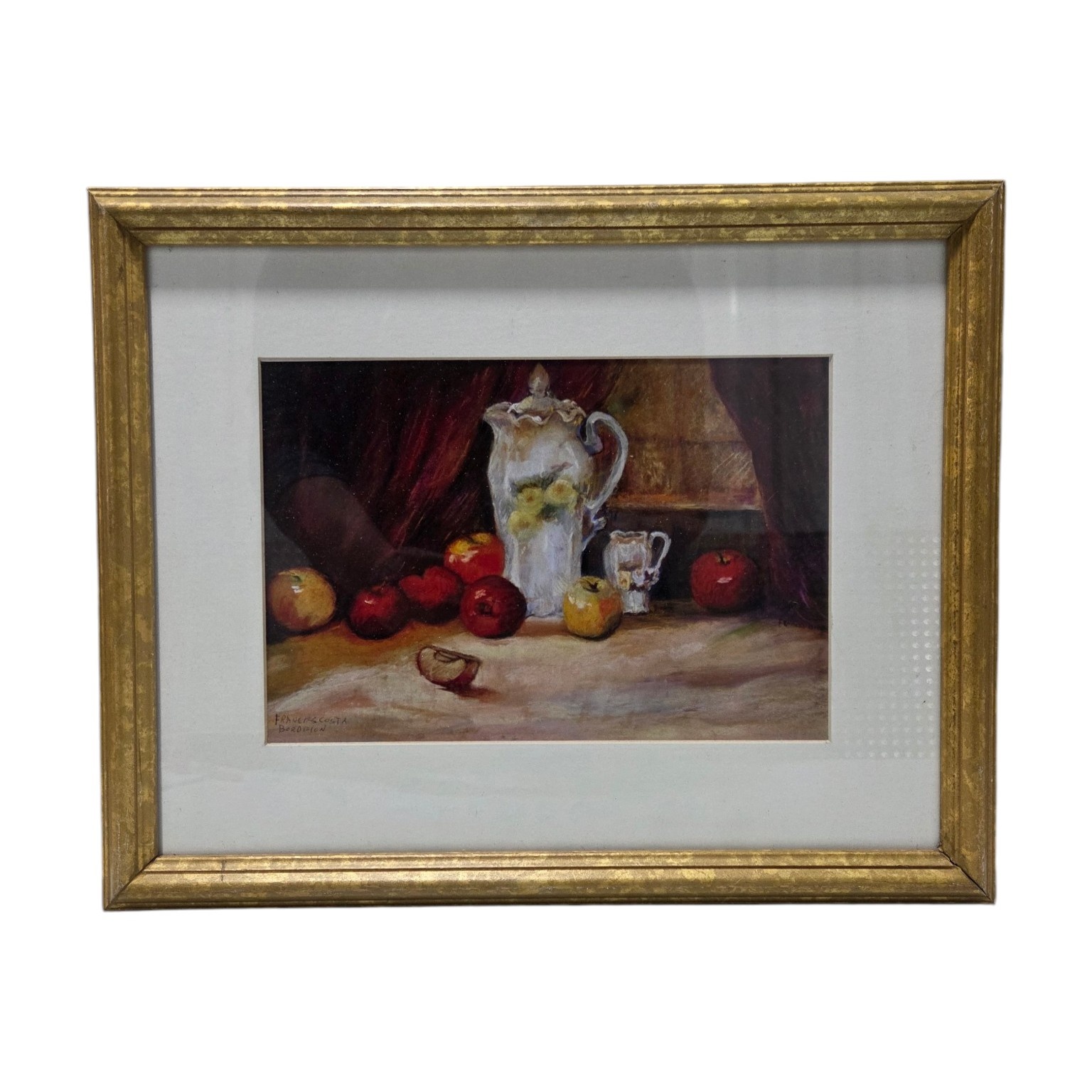Framed Still Life Fruit Pitcher Wall Art Gold Frame Approx. 16x12